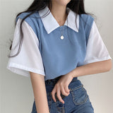 Christmas Gifts Sweet Vintage Casual Shirt Turn Down Collar Basic Loose Oversize Short Sleeve Female Women Student Shirts