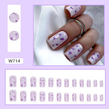 Amfeov Christmas manicure    Fall nails back to school W681-W720 24pcs/Box High Appearance Fake Nails Detachable and Wearable Equipped with Glue