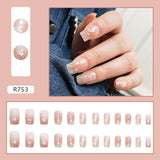 Amfeov Christmas manicure   Fall nails back to school R681-R760 High Appearance False Nails 24pcs Per Box Detachable and Wearable Fake Nails Equipped with Glue