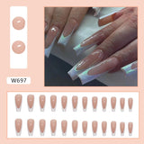 Amfeov Christmas manicure    Fall nails back to school W681-W720 24pcs/Box High Appearance Fake Nails Detachable and Wearable Equipped with Glue