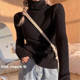 Amfeov Fall outfits back to school Autumn and winter pullover sweater turtleneck sweater women soft slim casual soft knitted sweater warm sweater slim top hotsale