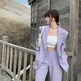 Christmas Gifts Spring Summer Women Blazer Pantsuit Long Sleeve Jacket Pants Two Piece Set Female Fashion Business Casual Purple Trousers Suit