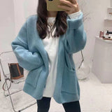 Cyber Monday Sales Vintage Loose Cardigans For Women Casual Autumn Cardigans V-Neck Knit Sweater Female Long Sleeve Knitwear Fashion Korean Sweater