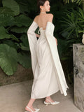Amfeov Summer Women Fashion Elegant Evening Party White Dress Female Fashion Prom Wedding Clothing Vestidos Robe