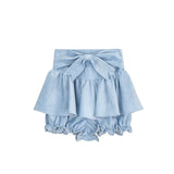 Amfeov back to school Summer Blue Japanese Kawaii Mini Skirt Women Hight Waist Sweet Cute Cake Skirt Female Bow Korea Casual Princess Mini Skirt 2024