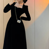 Amfeov Vintage Women French Style Party Midi Dress Elegant Female Fashion Evening Prom Vestdios Clothes