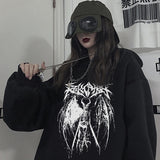 Black Friday Sales High Street Hip-Hop Anime Y2k Clothes Women Sweatshirt Casual Oversize Harajuku Top Autumn Gothic Devil Letter Hooded Sweatshirt