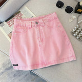 Amfeov Barbie outfits Ultra Short Wrap Buttocks A-line Women's Pink Denim Skirt Summer New American Street Cute Hot Girl  Casual Mini Skirt Female