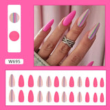 Amfeov Christmas manicure    Fall nails back to school W681-W720 24pcs/Box High Appearance Fake Nails Detachable and Wearable Equipped with Glue