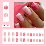 Amfeov Christmas manicure    Fall nails back to school W681-W720 24pcs/Box High Appearance Fake Nails Detachable and Wearable Equipped with Glue