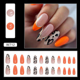 Amfeov Christmas manicure    Fall nails back to school W681-W720 24pcs/Box High Appearance Fake Nails Detachable and Wearable Equipped with Glue