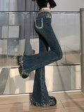 Fall outfits back to school Winter Blue Vintage Jeans Women High Waist Y2K Chic Casual Flare Pants Female Korean Fashion Tassel Designer Denim Pants 2022