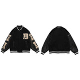 Black Friday Sales Varsity Baseball Bomber Jacket Women Hip Hop Harajuku Bone Letter Patchwork Leather Jackets Streetwear Men Unisex College Coats