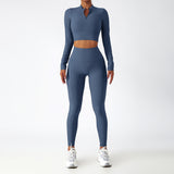 Amfeov 2PCS Yoga Set Sportswear Women Suit For Fitness Seamless Sports Suit Workout Clothes Tracksuit Sports Outfit Gym Clothing Wear