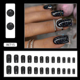 Amfeov Christmas manicure    Fall nails back to school W681-W720 24pcs/Box High Appearance Fake Nails Detachable and Wearable Equipped with Glue