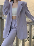 Christmas Gifts Spring Summer Women Blazer Pantsuit Long Sleeve Jacket Pants Two Piece Set Female Fashion Business Casual Purple Trousers Suit