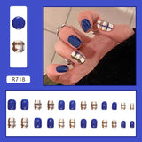 Amfeov Christmas manicure   Fall nails back to school R681-R760 High Appearance False Nails 24pcs Per Box Detachable and Wearable Fake Nails Equipped with Glue