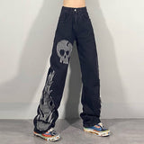 SHENGPALAE Dark streetwear Wash Jeans Women's Spring 2021 New High Waist Trendy Straight Tube Wide Leg Skeleton Denim Pants