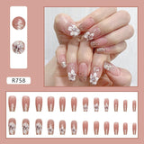 Amfeov Christmas manicure   Fall nails back to school R681-R760 High Appearance False Nails 24pcs Per Box Detachable and Wearable Fake Nails Equipped with Glue