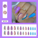 Amfeov Christmas manicure    Fall nails back to school W681-W720 24pcs/Box High Appearance Fake Nails Detachable and Wearable Equipped with Glue