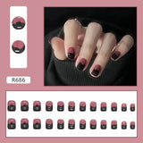 Amfeov Christmas manicure   Fall nails back to school R681-R760 High Appearance False Nails 24pcs Per Box Detachable and Wearable Fake Nails Equipped with Glue