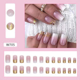 Amfeov Christmas manicure    Fall nails back to school W681-W720 24pcs/Box High Appearance Fake Nails Detachable and Wearable Equipped with Glue