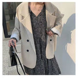 Black Friday Sales Vintage Brown Blazer Women Elegant Official Ladies Autumn Fashion Long Sleeve Oversized Chic Casual Jacket All-Match
