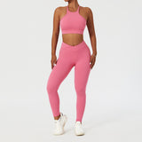 Amfeov Seamless Yoga Set Workout Outfits For Women Tracksuit 2PCS Sport Bra High Waist Shorts Yoga Leggings Sets Fitness Gym Clothing