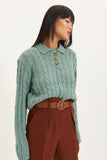 Christmas Gift Trendyol Polo Collar Mesh Detailed Knitwear Sweater TWOAW22KZ1479