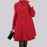 Amfeov Red Woolen Coat Mid-Length Single Breasted Woolen Coats Cloak Woolen Trench Women's Autumn Winter Oversized Long Loose Overcoat