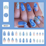 Amfeov Christmas manicure    Fall nails back to school W681-W720 24pcs/Box High Appearance Fake Nails Detachable and Wearable Equipped with Glue