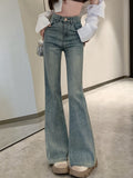 Fall outfits back to school Summer Bule Y2k Elegant Jeans Women High Waist France Designer Flare Pants Female Bodycon Korean Fashion Denim Pants 2023 New