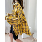 Black Friday Sales Korean Style Basic Plaid Blouses Women Oversized Harajuku Daily All-Match Long Sleeve Chic Shirt Female Female Clothing