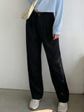 Amfeov Women Spring Summer Wide Leg Pants Elegant Office Lady Casual Female Trousers Length 156-166Cm