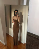 Amfeov   Strap Backless Long Maxi Dresses Party Club Vacation Outfits for Women Sexy Casual Summer Dress 2024 Wholesale C85CZ24