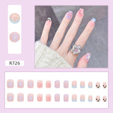 Amfeov Christmas manicure   Fall nails back to school R681-R760 High Appearance False Nails 24pcs Per Box Detachable and Wearable Fake Nails Equipped with Glue