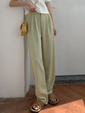 Amfeov Women Spring Summer Wide Leg Pants Elegant Office Lady Casual Female Trousers Length 156-166Cm