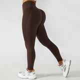 Amfeov 2023 New Seamless Yoga Pant High Elastic Sports Fitness Legging Women High Waist Gym Scrunch Butt Running Training Girl Tight