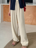 Amfeov Women Spring Summer Wide Leg Pants Elegant Office Lady Casual Female Trousers Length 156-166Cm