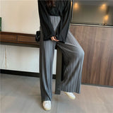 Amfeov Pants Women Preppy Clothing Full Length Trousers Streetwear Pleated Loose Solid All-Match Casual Trendy Female Ladies Pantalones