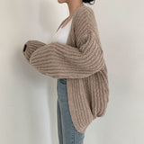 Cyber Monday Sales Women Cardigan Vintage Harajuku Lantern Sleeve Knitted Sweater Casual Korean Fall Streetwear Tops Coat Chic Lazy Wind Y2k Jacket