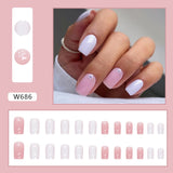 Amfeov Christmas manicure    Fall nails back to school W681-W720 24pcs/Box High Appearance Fake Nails Detachable and Wearable Equipped with Glue