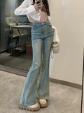 Fall outfits back to school Summer Bule Y2k Elegant Jeans Women High Waist France Designer Flare Pants Female Bodycon Korean Fashion Denim Pants 2023 New