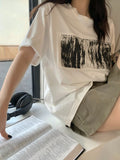 Amfeov back to school Girl T-shirts Women Casual Short Sleeve Graphic T Shirts Printed Elegant Y2k Clothes Elegant Blouse Fashion Korean Tops