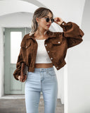 Fall outfits back to school 2023 Spring Autumn New Lantern Sleeve Short Women Jacket Single Breasted Retro Corduroy Female Jackets