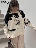 Black Friday Sales Casual Loose Sweaters Autumn Women Vintage Knit Jumpers Y2K Aesthetic Pullovers Korean Oversize Casual Knitwear Grunge