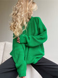 Amfeov Winter Women's Sweater Green Loose Basic White Round Neck Oversize Jumper Autumn Warm Knitted Pullovers Sweaters For Women