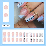 Amfeov Christmas manicure    Fall nails back to school W681-W720 24pcs/Box High Appearance Fake Nails Detachable and Wearable Equipped with Glue