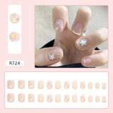 Amfeov Christmas manicure   Fall nails back to school R681-R760 High Appearance False Nails 24pcs Per Box Detachable and Wearable Fake Nails Equipped with Glue