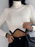 Amfeov Turtleneck Crop Sweater Women Fashion Christmas Sweaters 2022 Winter Solid Knitted Long Sleeve Slim Pullovers Jumpers Knitwears